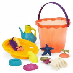 B.Toys Shore Thing – wielkie wiaderko z akcesoriami do piasku – pomarańczowe