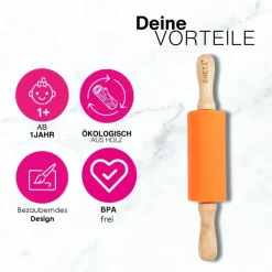 KNETA Silikonowy wałek do ciastoliny Rolli - pomarańczowy