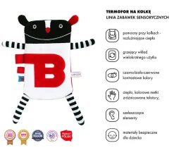 Lullalove Super Zabawka MrB - przytulanka termofor na kolkę, kontrastowe kolory