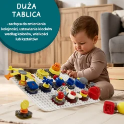 TOPBRIGHT Tablica manipulacyjna z kostką i doczepianymi elementami, 1+