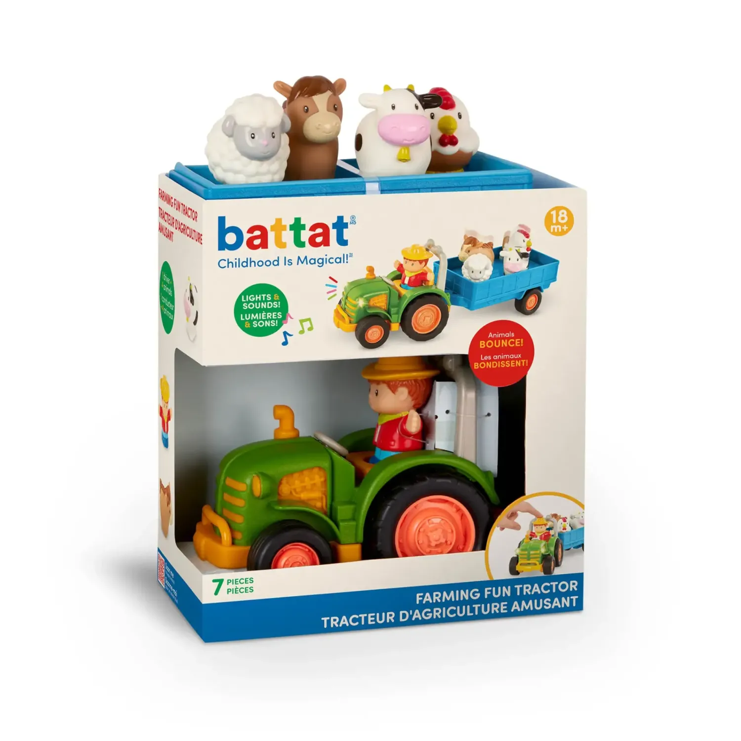Battat Traktor z przyczepą, rolnikiem i zwierzętami - Farming Fun Tractor