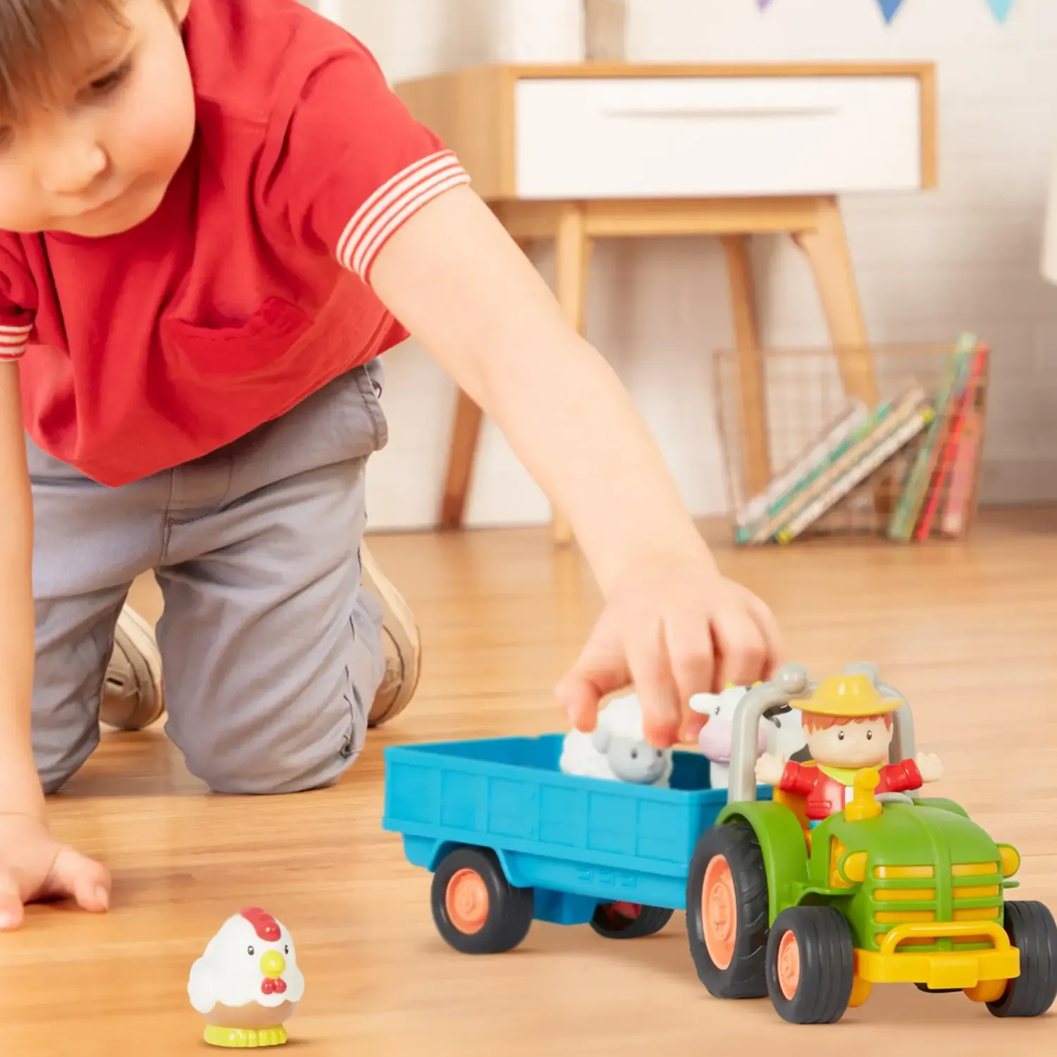 Battat Traktor z przyczepą, rolnikiem i zwierzętami - Farming Fun Tractor