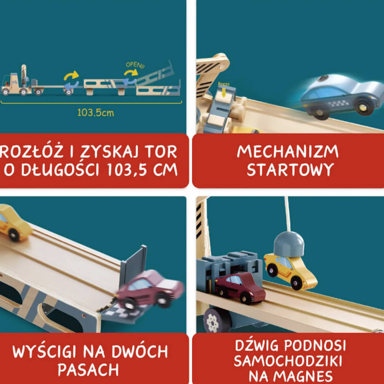 TOPBRIGHT Transporter samochodów i tor wyścigowy 2w1, 36m+
