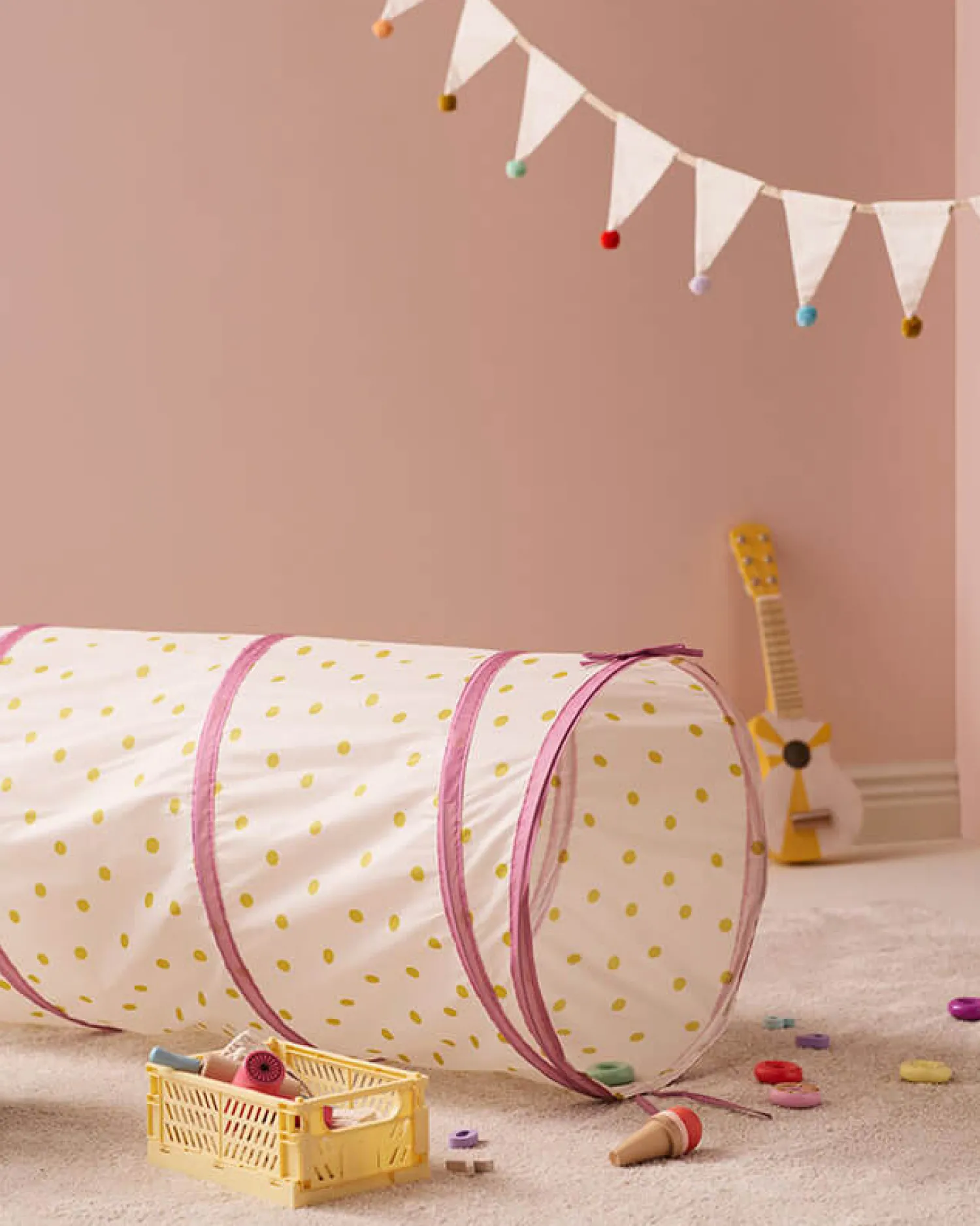 Kids Concept Tunel do zabawy - różowy w kropki