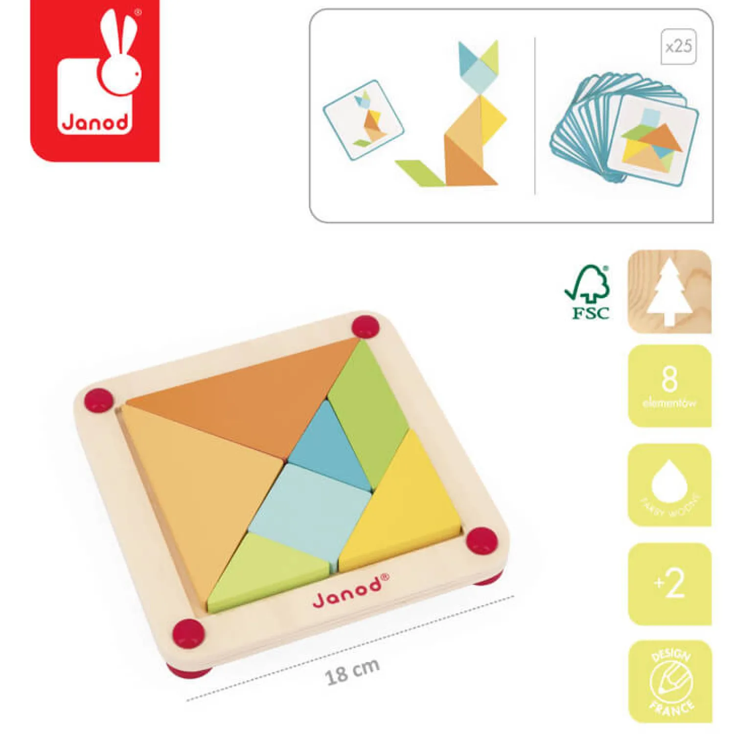 Janod Układanka drewniana Tangram Sensoriel