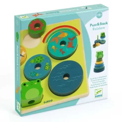 Djeco Układanka drewniana 2w1 PUZZ & STACK HAPPY