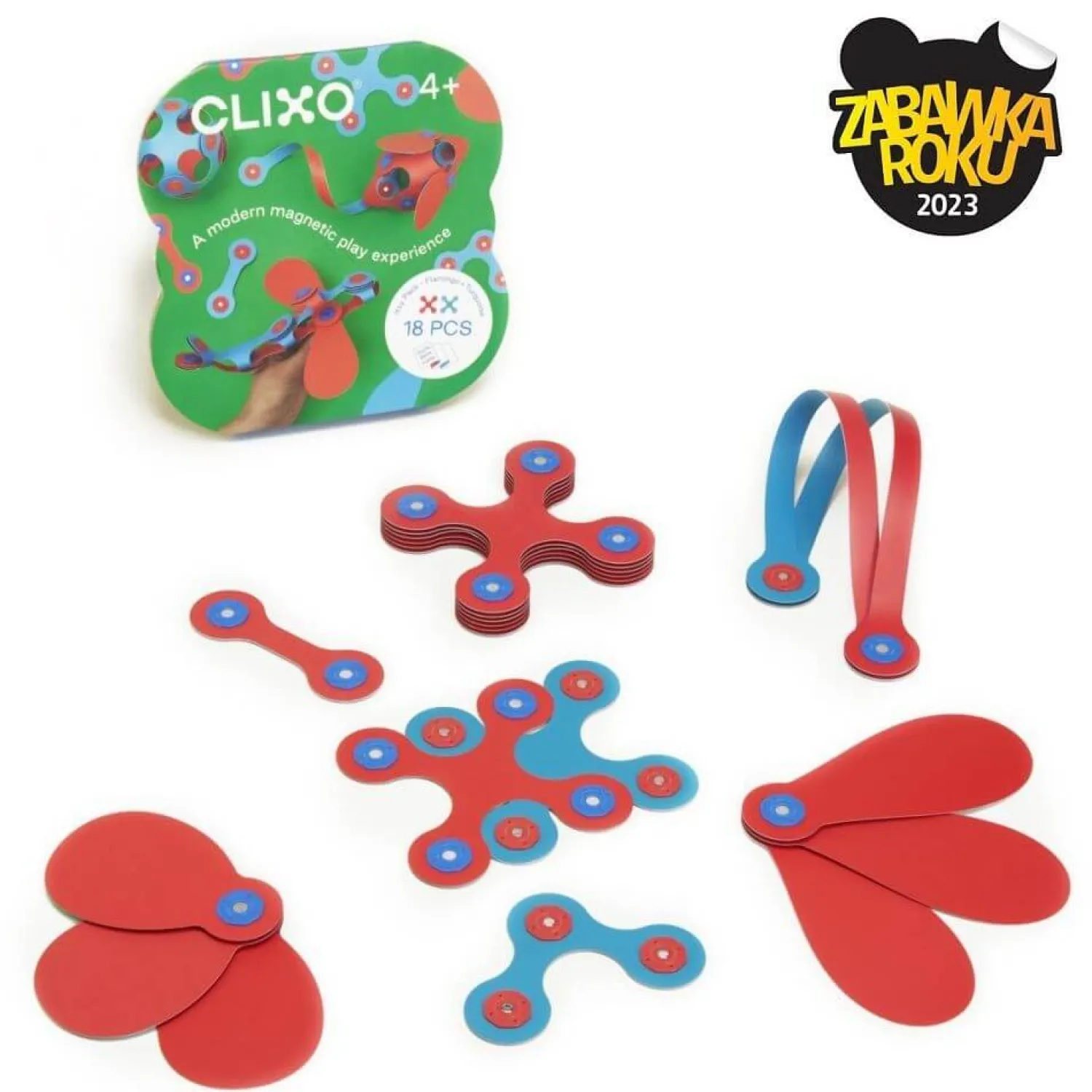 CLIXO Układanka magnetyczna Itsy, czerwono-turkusowa