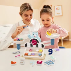 TOPBRIGHT Waga szalkowa Montessori - Głodny Miś, zabawka edukacyjna, 3+