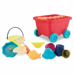 B.Toys Wavey–Wagon - czerwony wózek, wagonik z akcesoriami do piasku