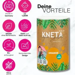 KNETA Wegańska masa plastyczna w puszce XXL, 1kg - pomarańczowa