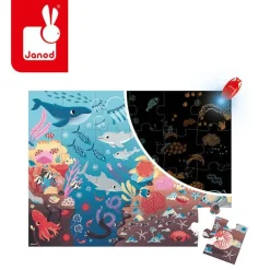 Janod Świecące puzzle z mini-lampką UV Ocean 24 elementy 3+
