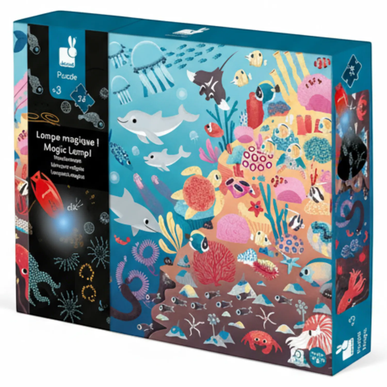 Janod Świecące puzzle z mini-lampką UV Ocean 24 elementy 3+