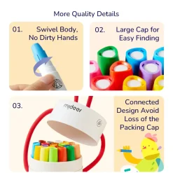 Mideer Wkłady do miękkich, zmywalnych kredek silky crayons 6 szt.