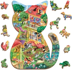 Ludattica WOODY PUZZLE – drewniane puzzle konturowe – ZWIERZĘTA DOMOWE