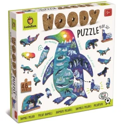 Ludattica WOODY PUZZLE – drewniane puzzle konturowe – ZWIERZĘTA POLARNE
