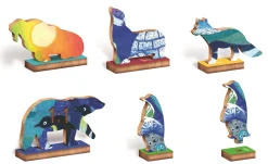 Ludattica WOODY PUZZLE – drewniane puzzle konturowe – ZWIERZĘTA POLARNE