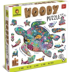 Ludattica WOODY PUZZLE – drewniane puzzle konturowe – OCEAN