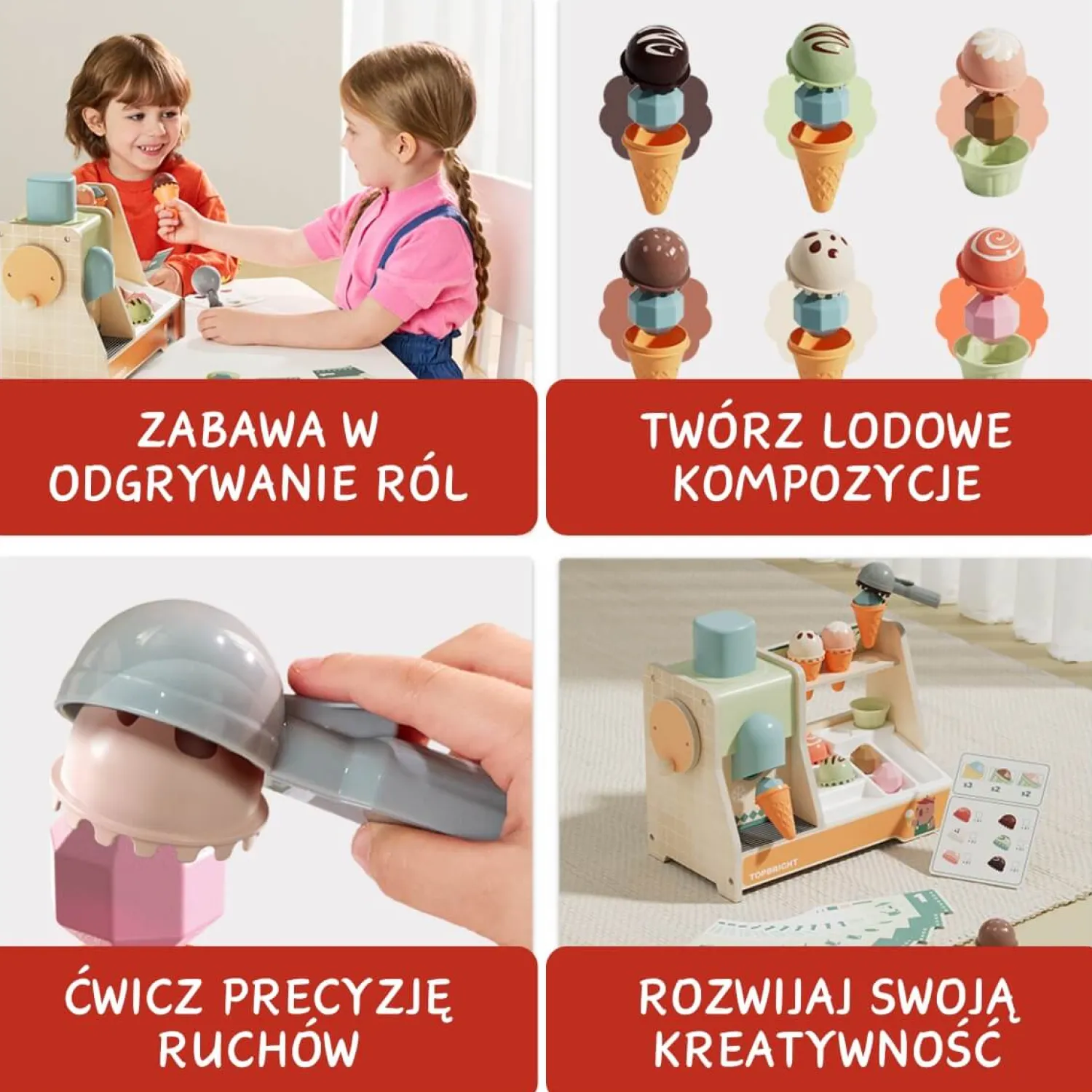 TOPBRIGHT Zabawka edukacyjna duża lodziarnia 3+