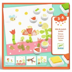 Djeco Zestaw artystyczny malowanie stempelkami KWIATY 3+