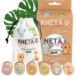 KNETA Zestaw drewnianych stempli, 6szt. - Zoo Animals