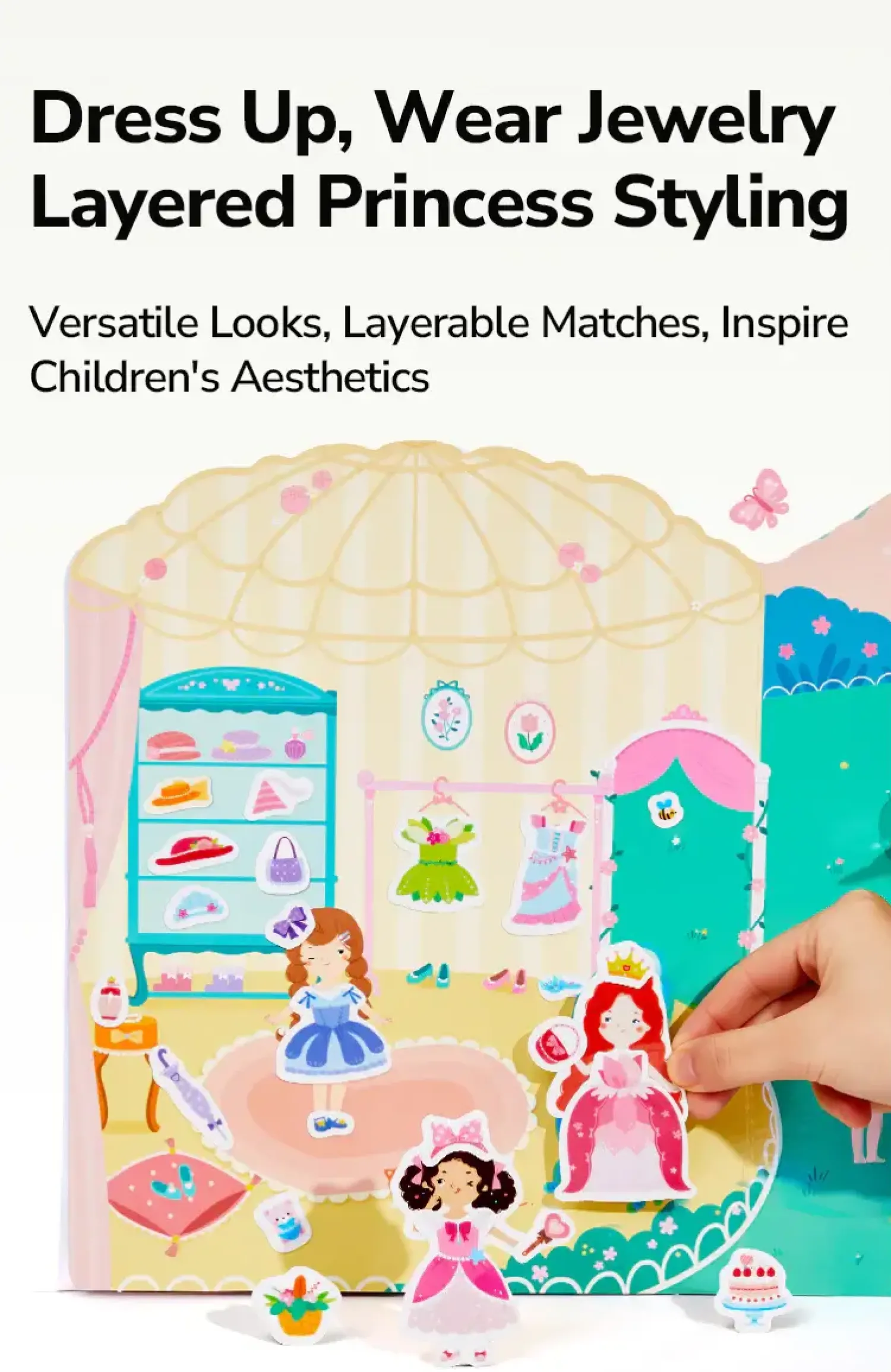 Mideer Zestaw żelowych naklejek wielokrotnego użytku - Princess Dress-Up