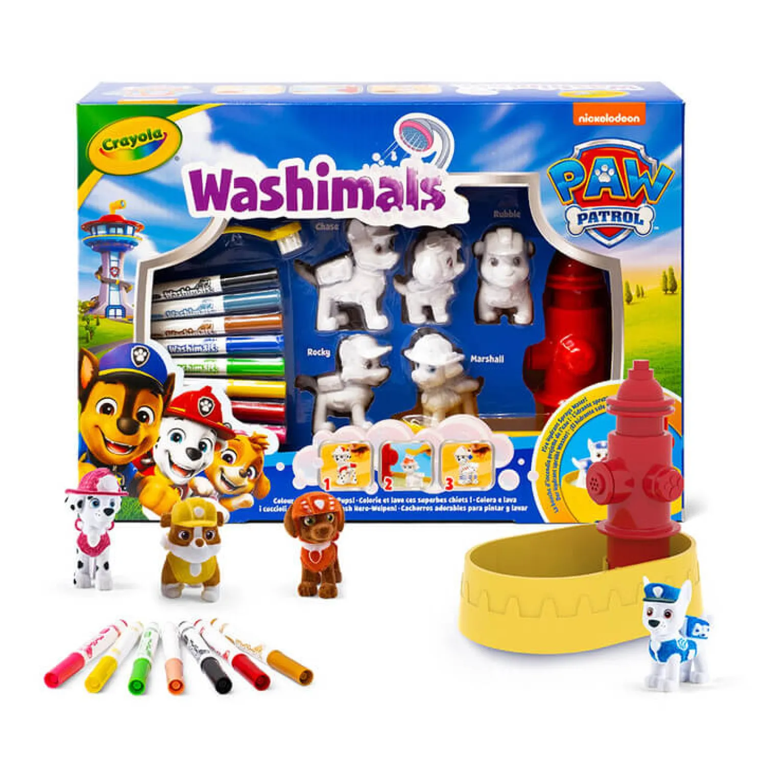 Crayola Zestaw 5 figurek do malowania i mycia Washimals, Psi Patrol 3+