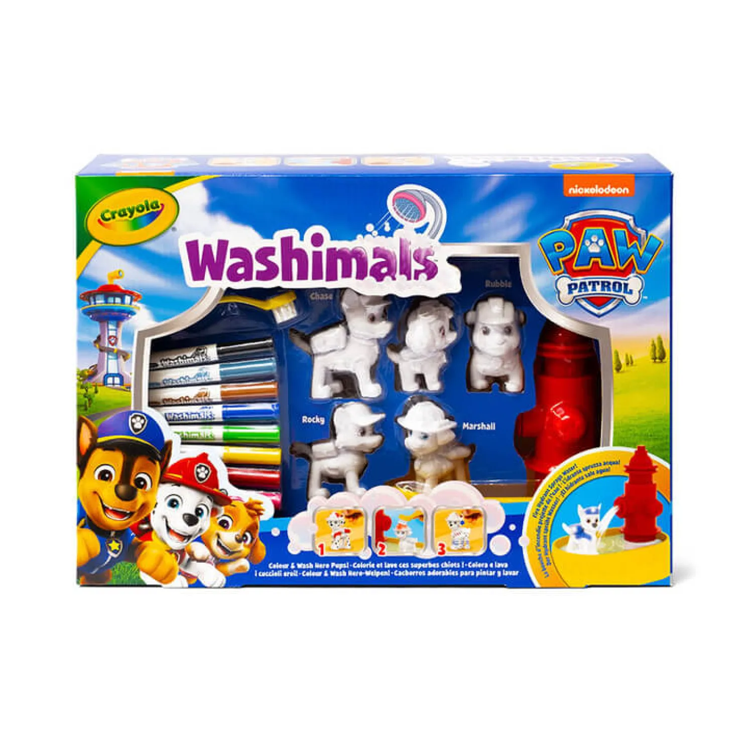 Crayola Zestaw 5 figurek do malowania i mycia Washimals, Psi Patrol 3+