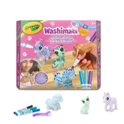 Crayola Zestaw 3 figurek do malowania i mycia Washimals, Pastel Pets 3+