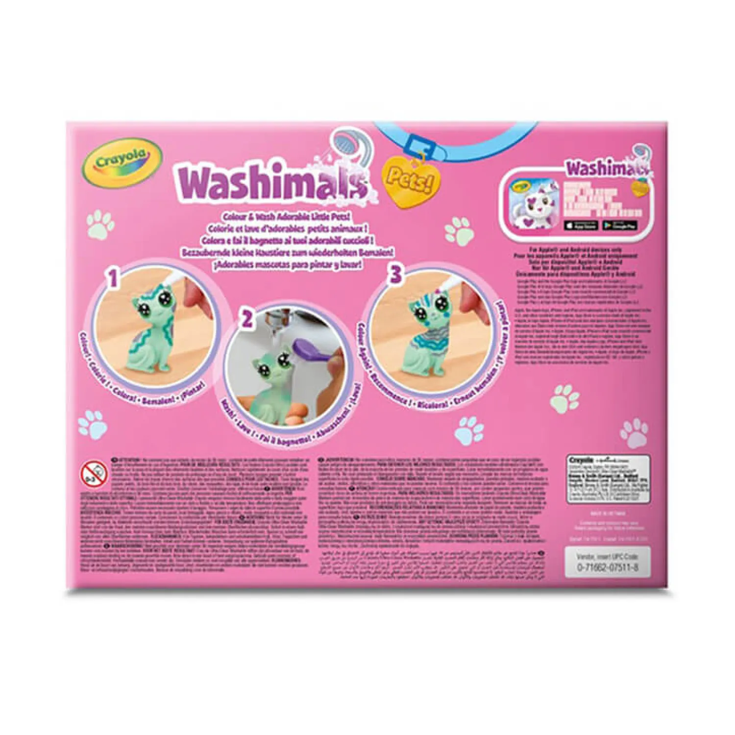 Crayola Zestaw 3 figurek do malowania i mycia Washimals, Pastel Pets 3+
