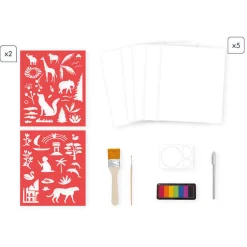 Janod Zestaw kreatywny Malowanie z szablonami akwarele - Zachody słońca I love creativity 8+