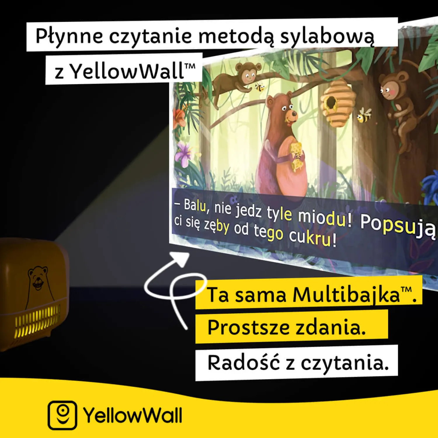 YellowWall Zestaw startowy. Projektor + 4 Multibajki