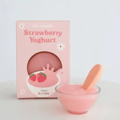 Tiny Harlow Zestaw Tiny Tummies Magiczna miseczka i łyżeczka, Jogurt Truskawkowy