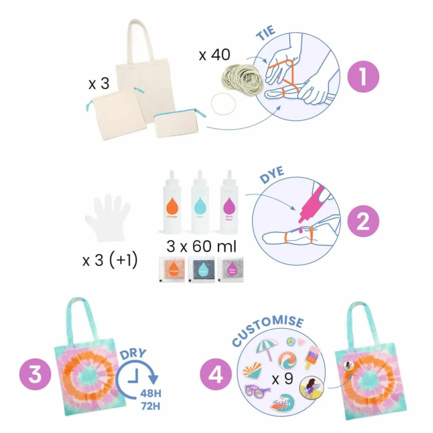 Djeco Zrób to sam - FARBOWANIE METODĄ TIE-DYE 8+